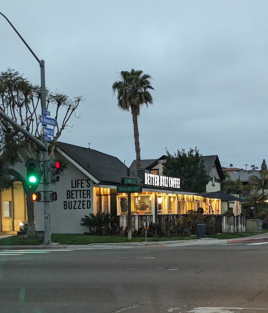 Storefront of Better Buzz Coffee Point Loma, specialty coffee shop in San Diego