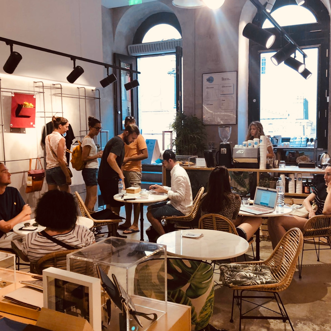 Interior of SO Coffee Roasters, specialty coffee shop in Lisbon