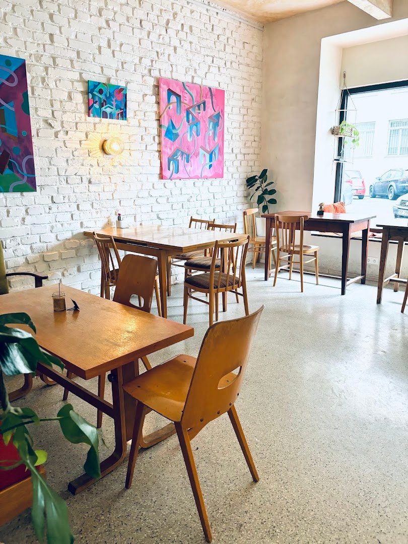 Interior of Polibek Café, specialty coffee shop in Prague