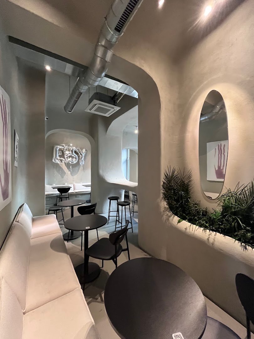 Interior of EFSY, specialty coffee shop in Prague