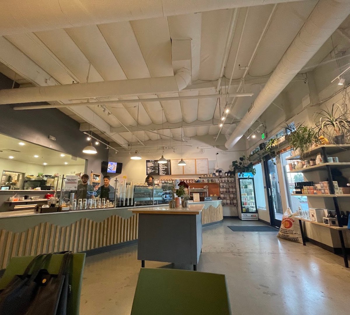 Interior of COMPA COFFEE ROASTERS, specialty coffee shop in San Diego