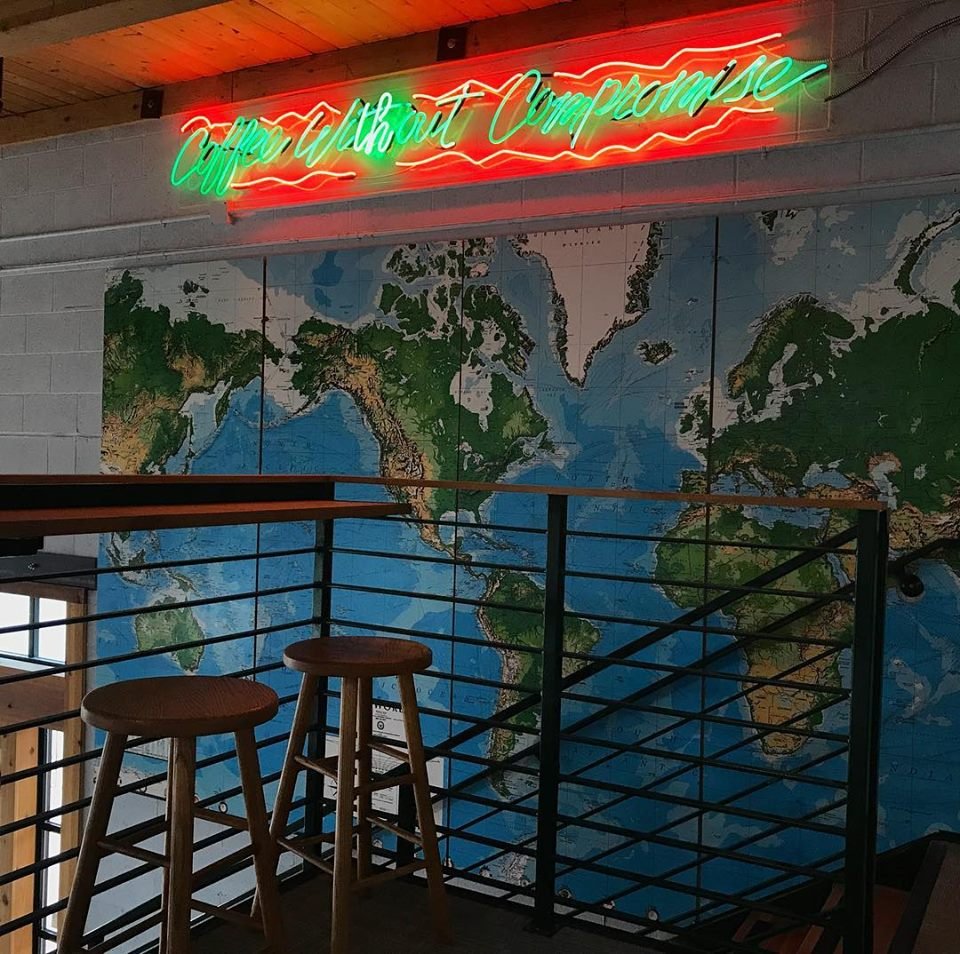 Interior of Salt Lake Roasting Co., specialty coffee shop in Salt Lake City