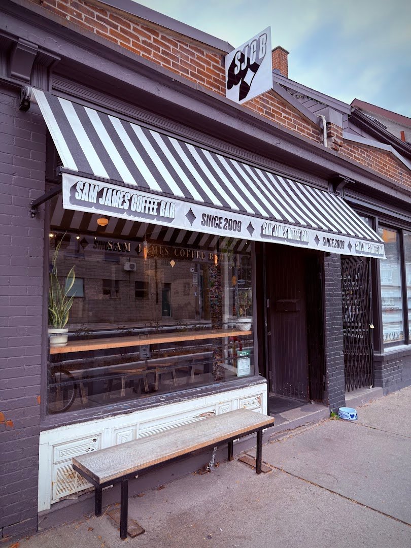 Storefront of Sam James Coffee Bar - Harbord, specialty coffee shop in Toronto