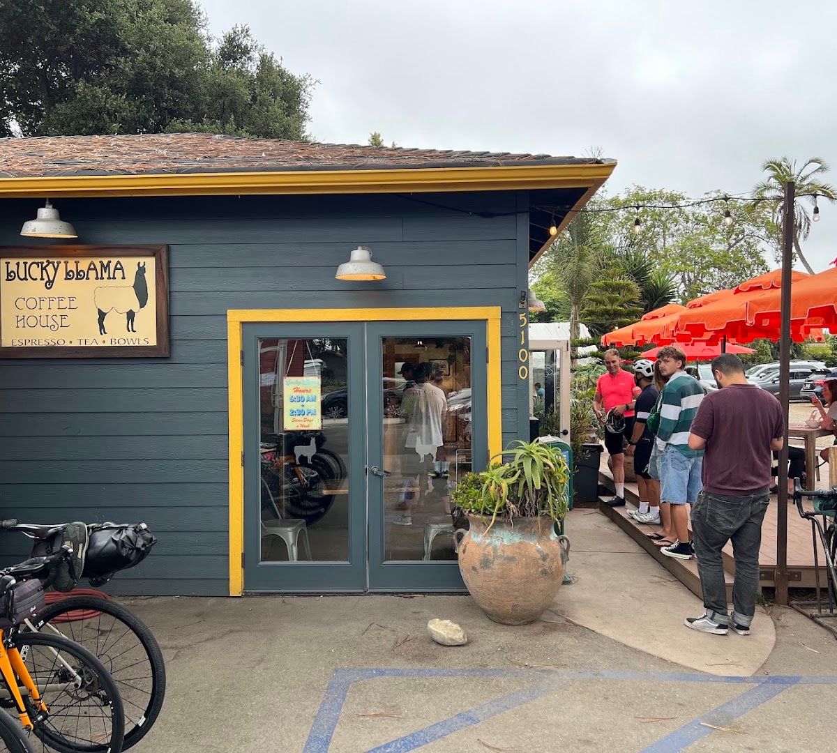 Storefront of Lucky Llama Coffee House, specialty coffee shop in Santa Barbara