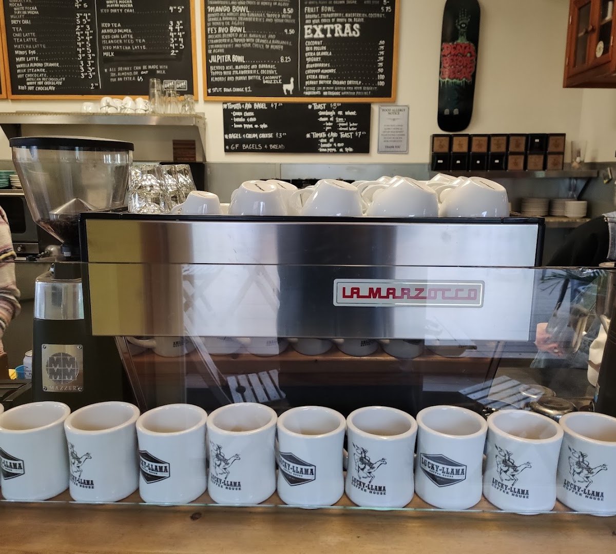 Interior of Lucky Llama Coffee House, specialty coffee shop in Santa Barbara