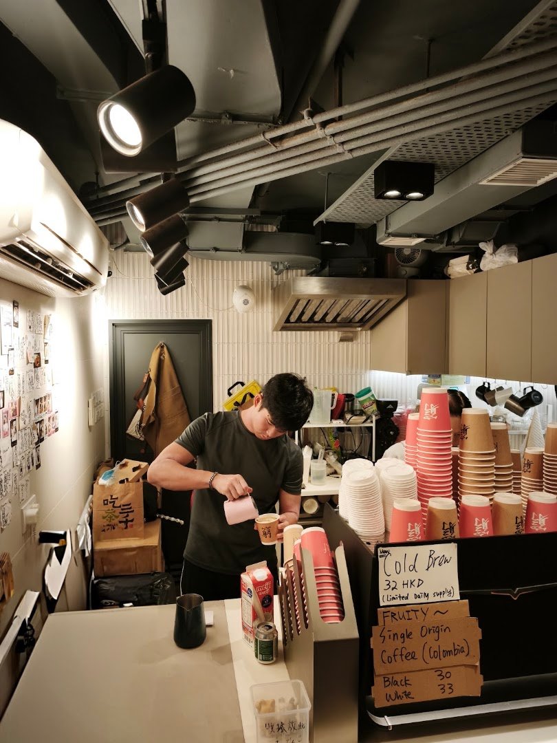Interior of 窮撚啡 klf coffee, specialty coffee shop in Hong Kong