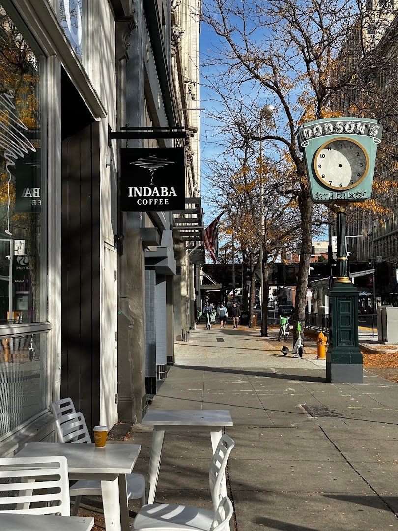 Storefront of Indaba Coffee, specialty coffee shop in Spokane