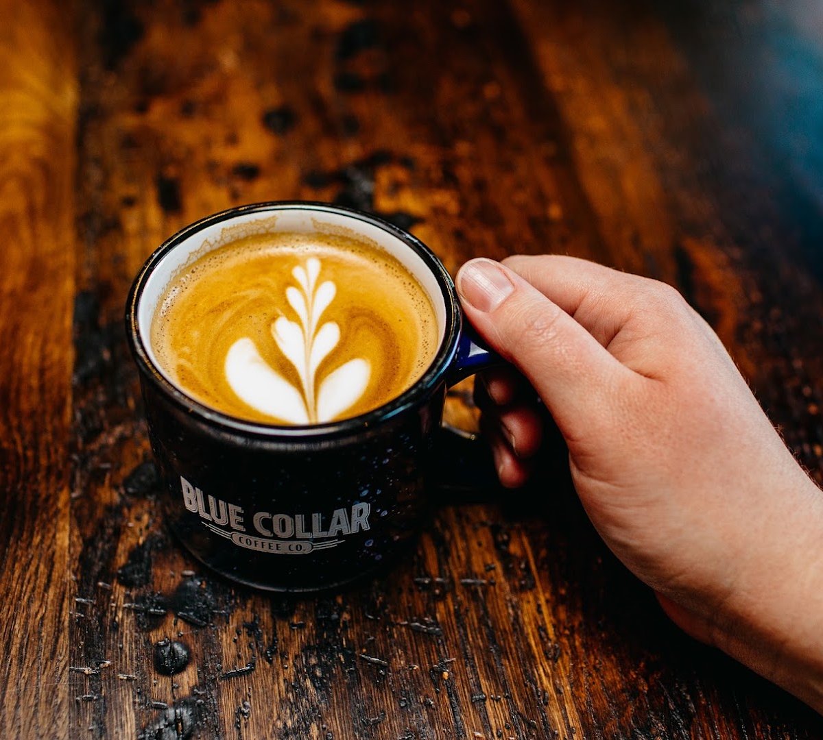 Coffee at Blue Collar Coffee Co., specialty coffee shop in Indianapolis