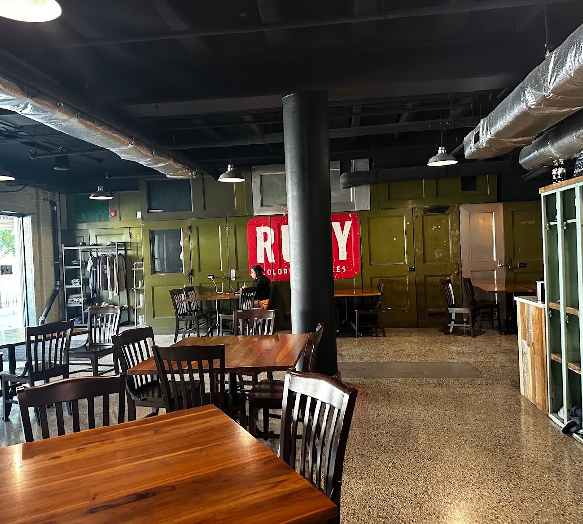 Interior of Blue Collar Coffee Co., specialty coffee shop in Indianapolis