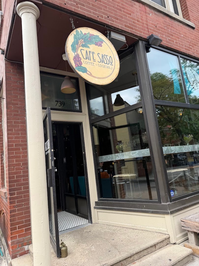 Storefront of Cafe Sasso, specialty coffee shop in Rochester