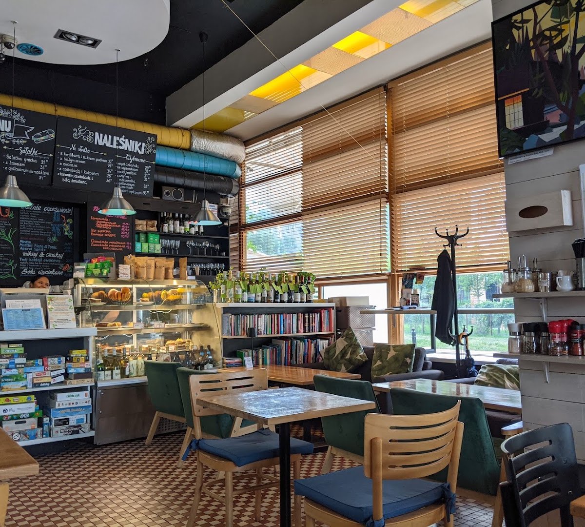 Interior of Cafe Kafka, specialty coffee shop in Warsaw