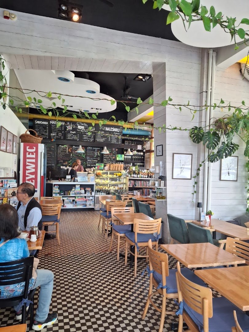 Interior of Cafe Kafka, specialty coffee shop in Warsaw