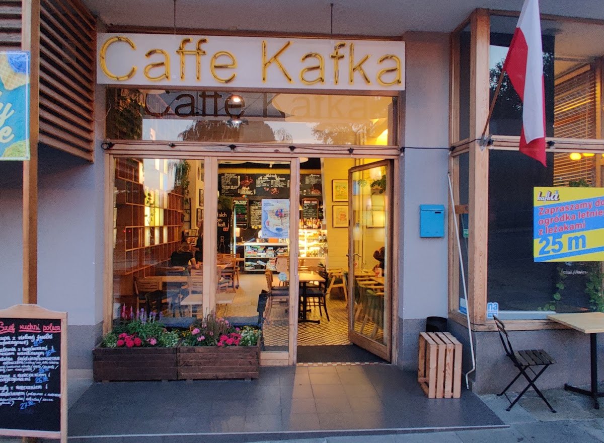 Storefront of Cafe Kafka, specialty coffee shop in Warsaw