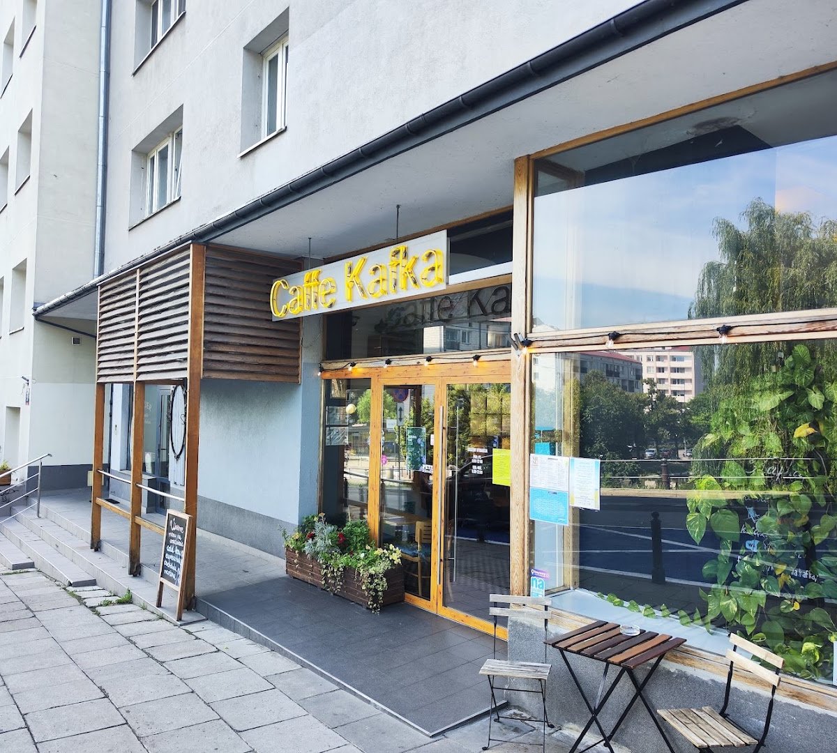 Storefront of Cafe Kafka, specialty coffee shop in Warsaw
