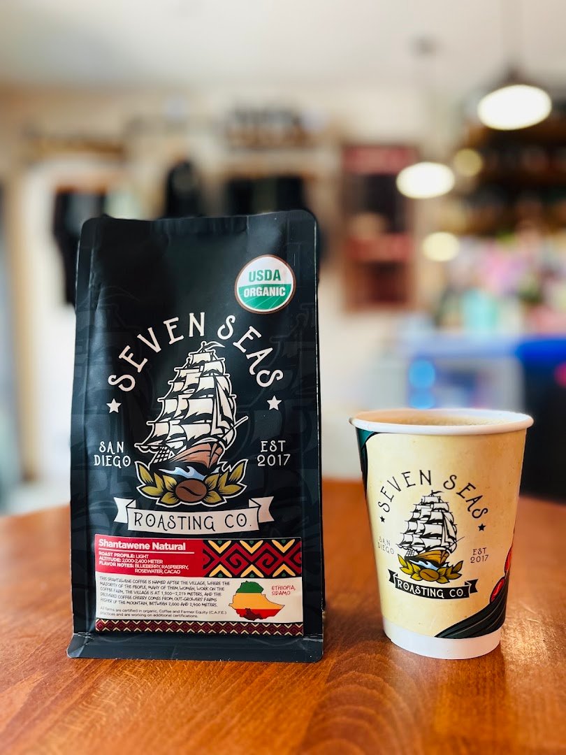 Coffee at Seven Seas Roasting Co. South Park, specialty coffee shop in San Diego