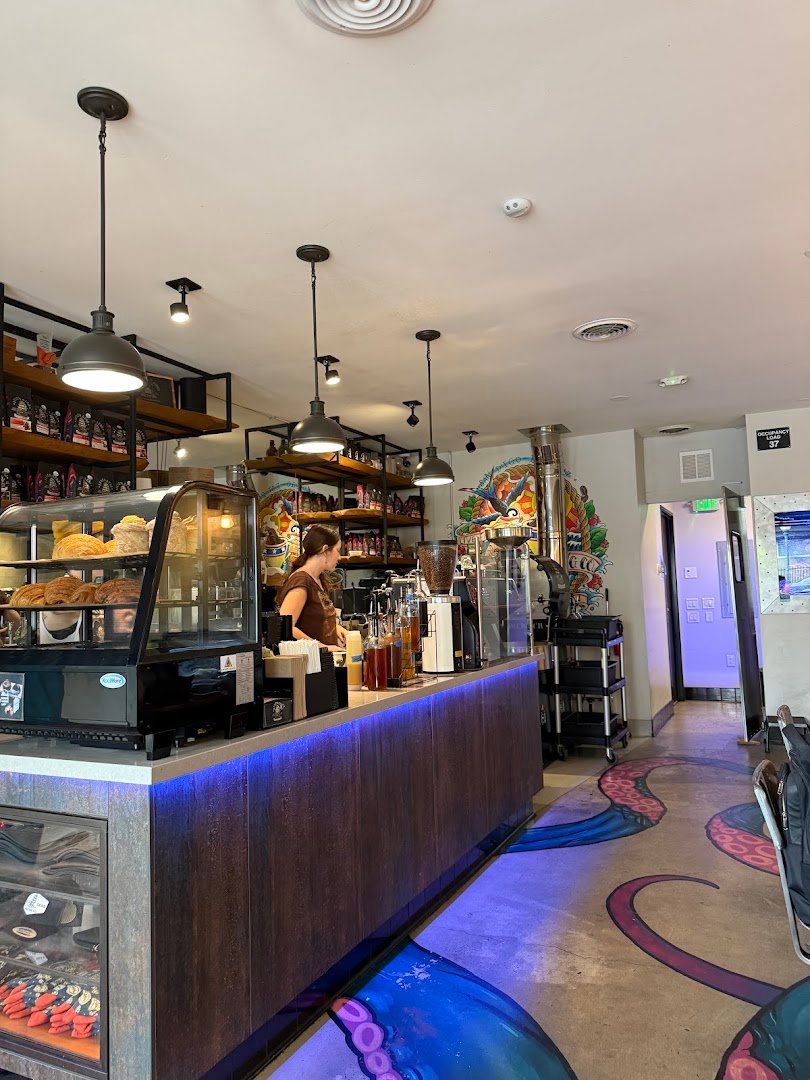 Interior of Seven Seas Roasting Co. South Park, specialty coffee shop in San Diego
