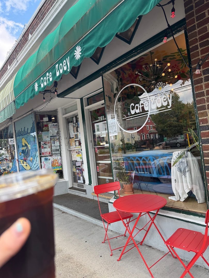 Storefront of Cafe Zoey, specialty coffee shop in Providence