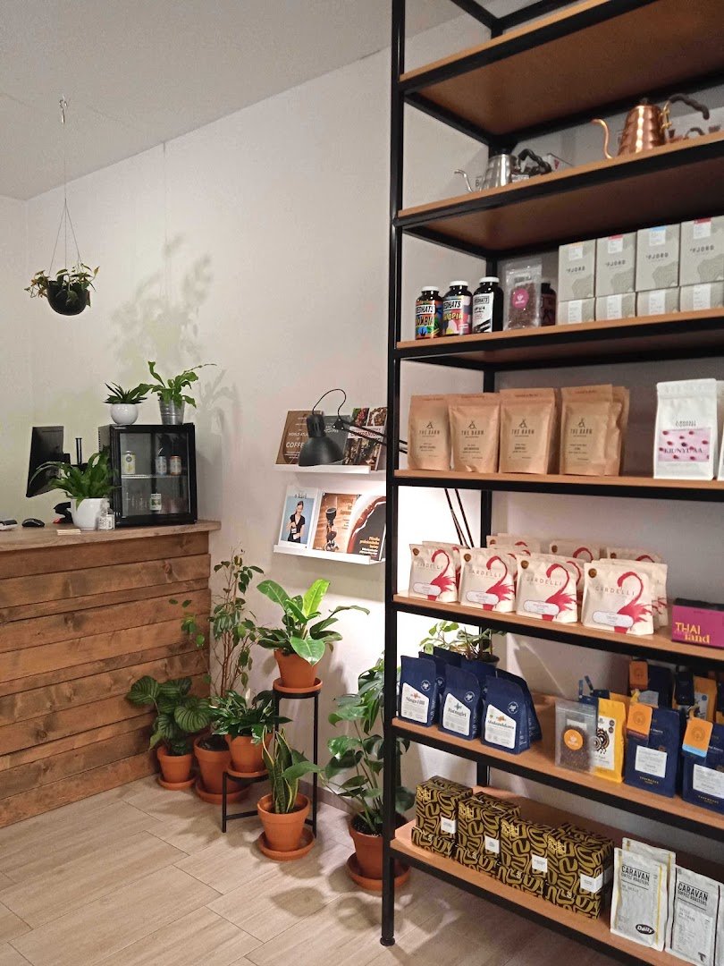 Interior of KOFIO.cz, specialty coffee shop in Prague