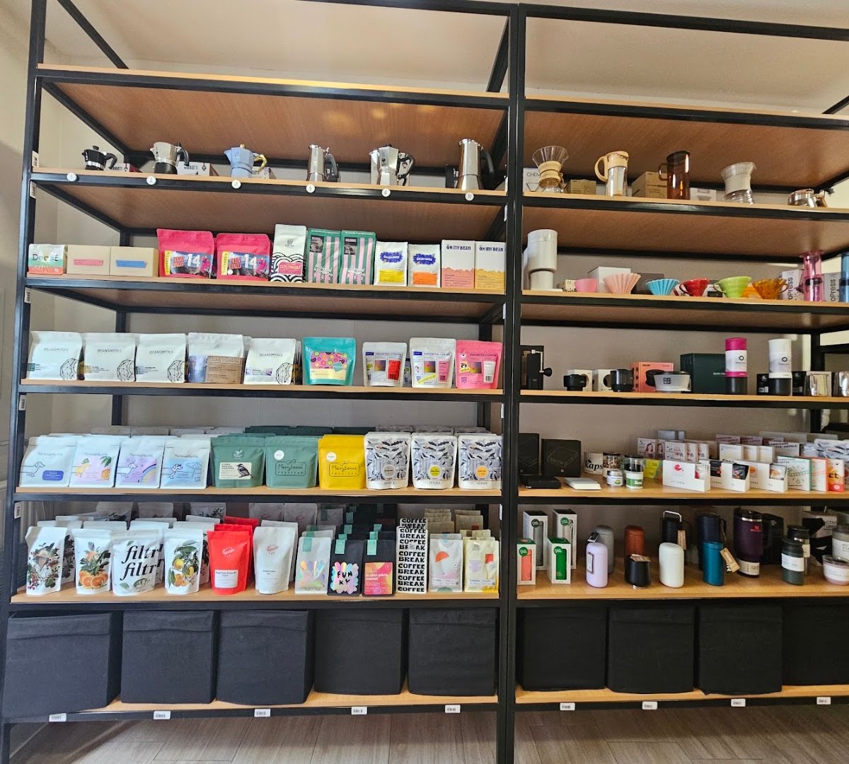 Interior of KOFIO.cz, specialty coffee shop in Prague