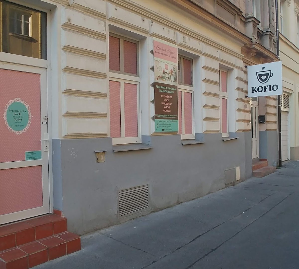 Storefront of KOFIO.cz, specialty coffee shop in Prague
