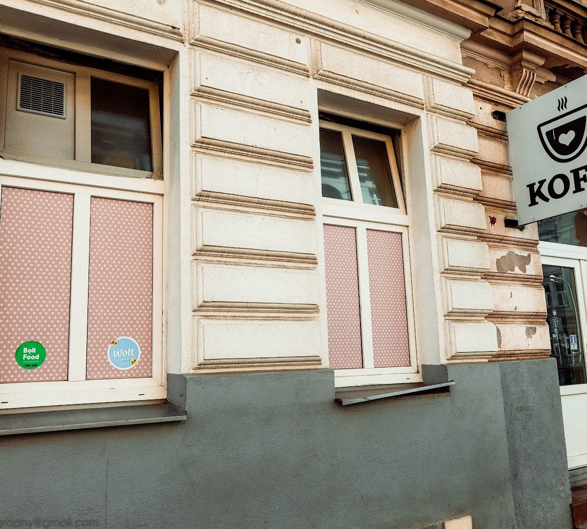 Storefront of KOFIO.cz, specialty coffee shop in Prague