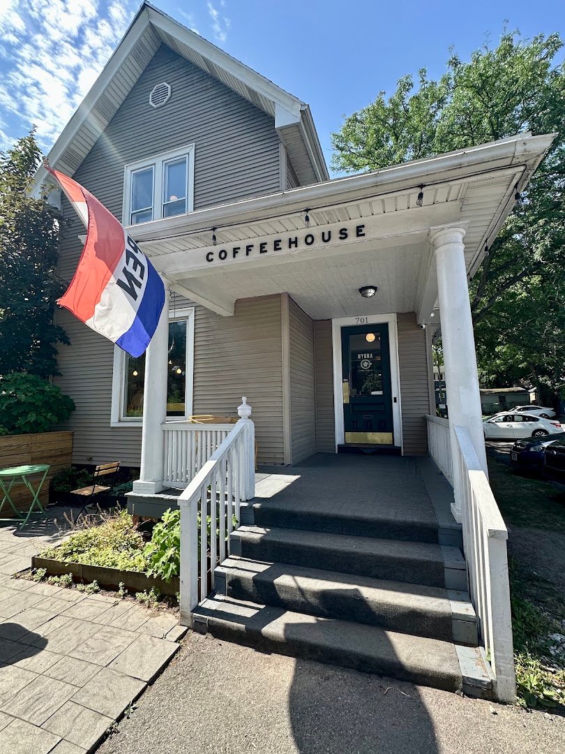 Storefront of Hydra Coffeehouse, specialty coffee shop in Rochester