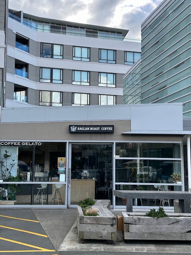 Storefront of Raglan Roast Coffee, specialty coffee shop in Wellington