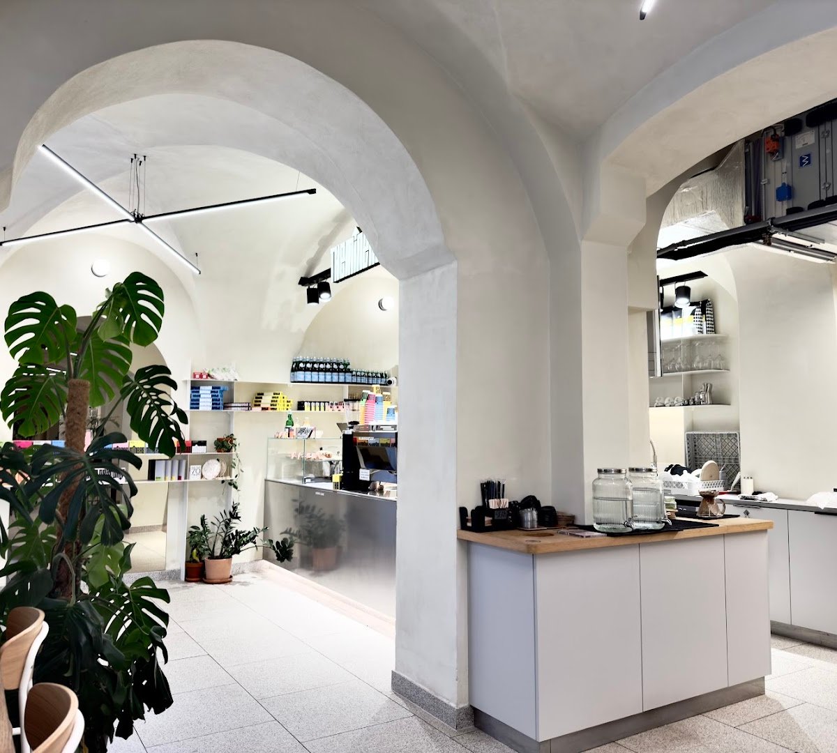 Interior of The Miners Coffee Charles Bridge, specialty coffee shop in Prague