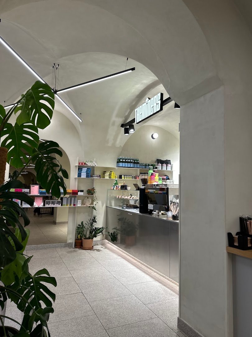 Interior of The Miners Coffee Charles Bridge, specialty coffee shop in Prague