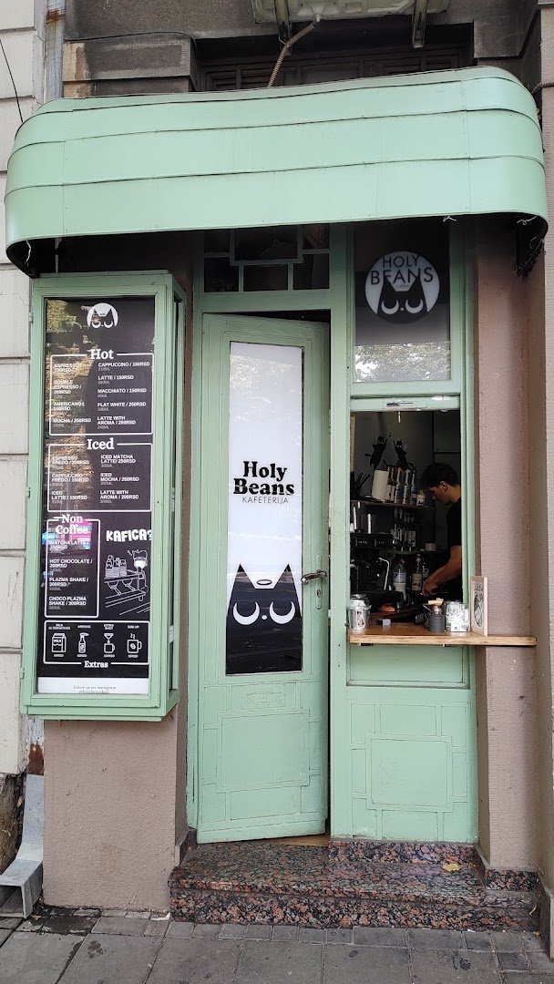 Storefront of Holy Beans Nusiceva, specialty coffee shop in Belgrade