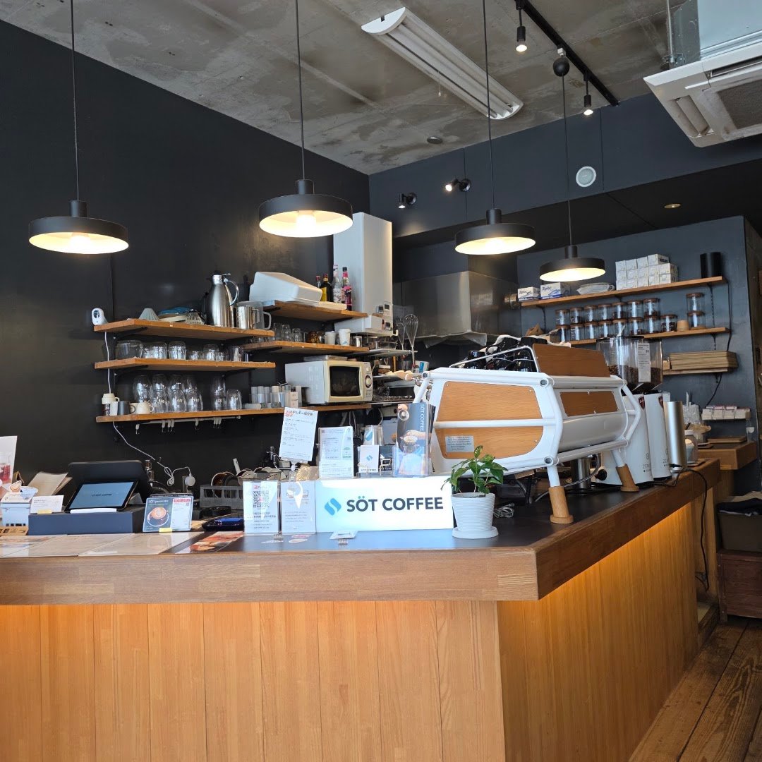 Interior of SOT COFFEE ROASTER - Osaka Tenmabashi, specialty coffee shop in Osaka