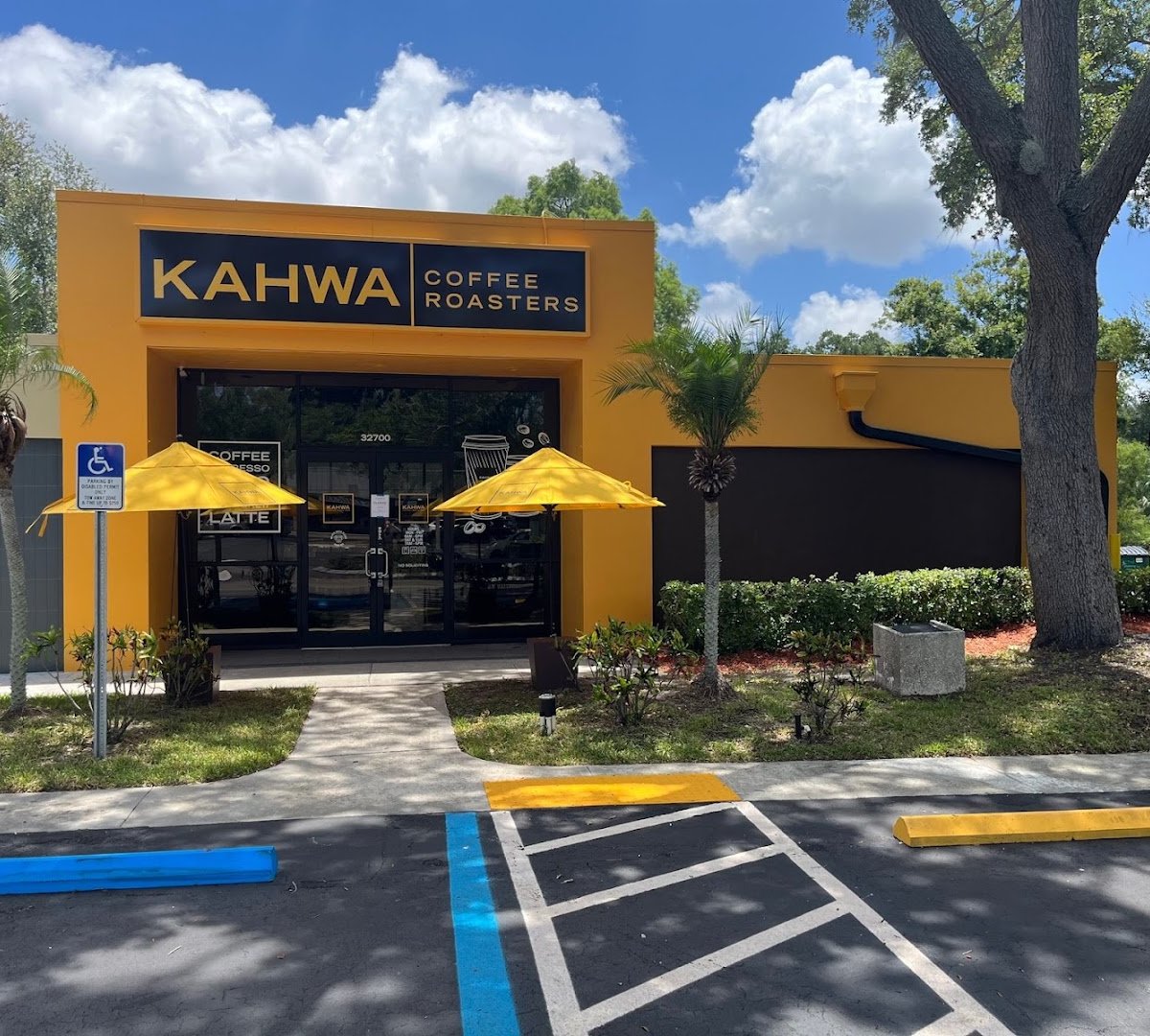 Storefront of Kahwa Coffee, specialty coffee shop in Tampa-St. Petersburg