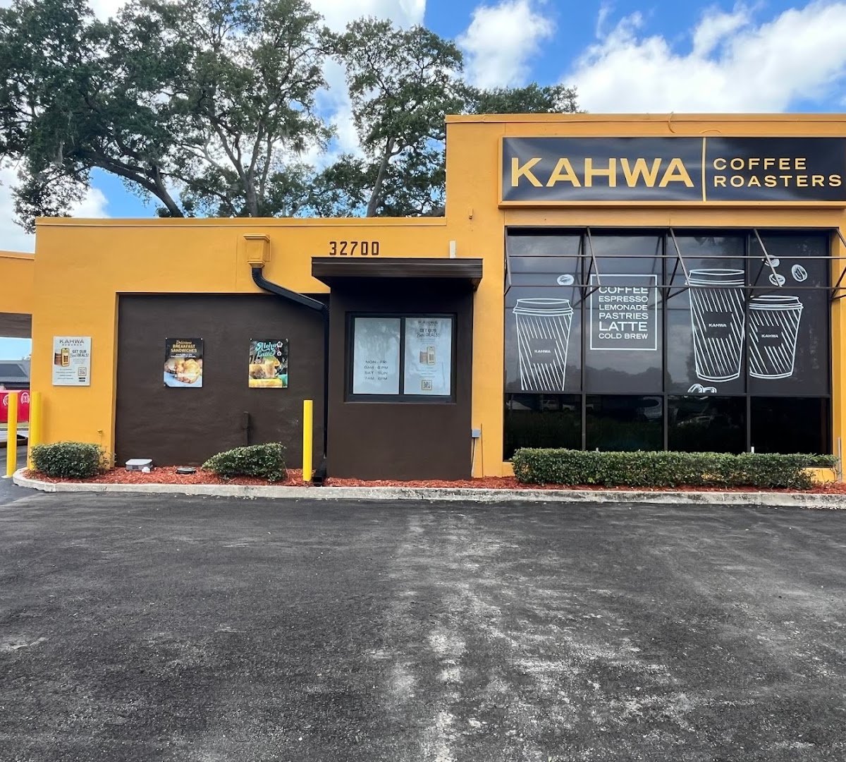 Storefront of Kahwa Coffee, specialty coffee shop in Tampa-St. Petersburg