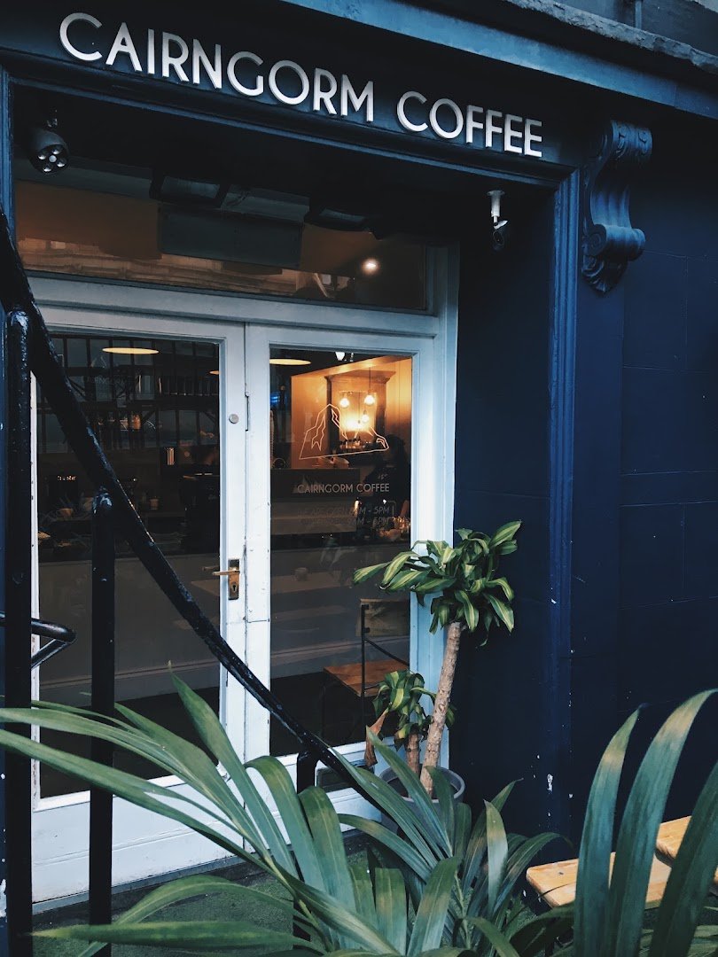Storefront of Cairngorm Coffee, specialty coffee shop in Edinburgh