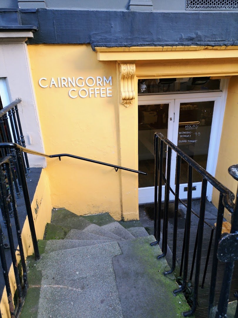 Storefront of Cairngorm Coffee, specialty coffee shop in Edinburgh