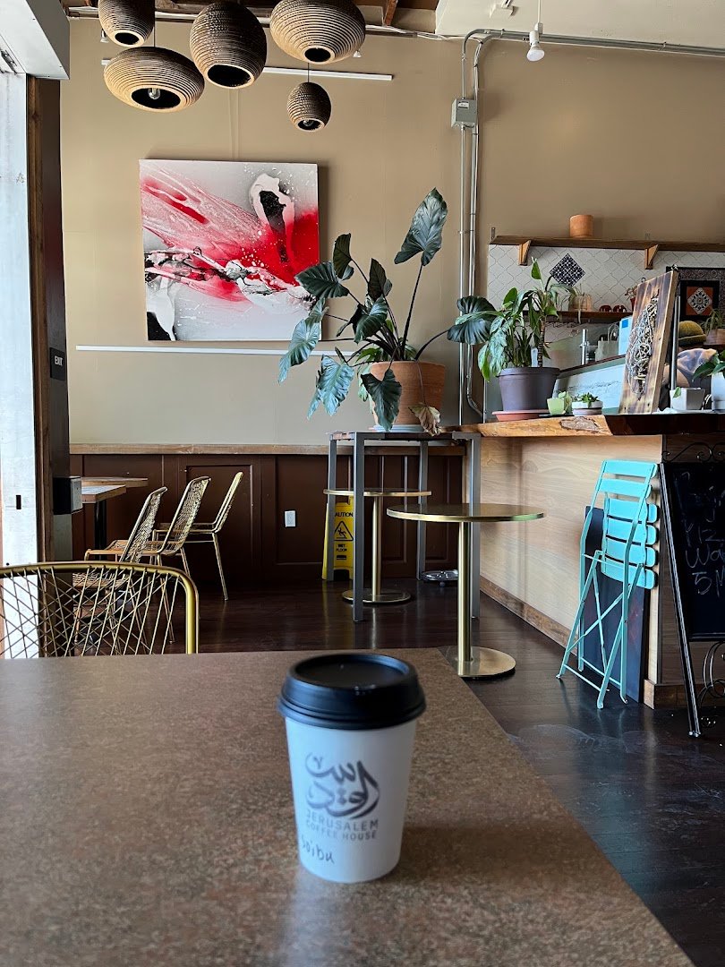 Interior of Jerusalem Coffee House, specialty coffee shop in Oakland