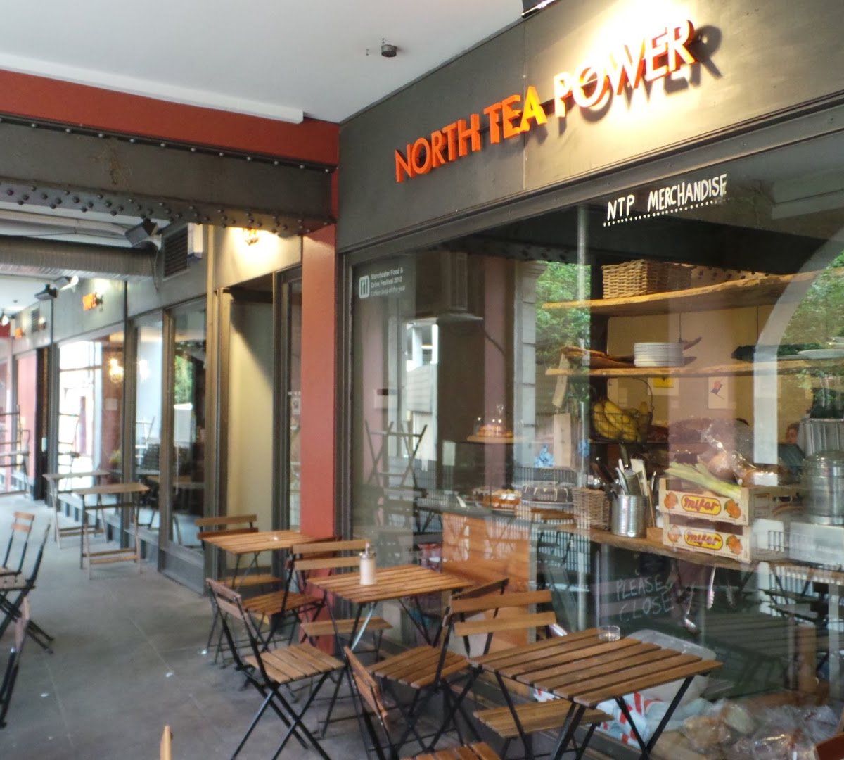 Storefront of North Tea Power, specialty coffee shop in Manchester