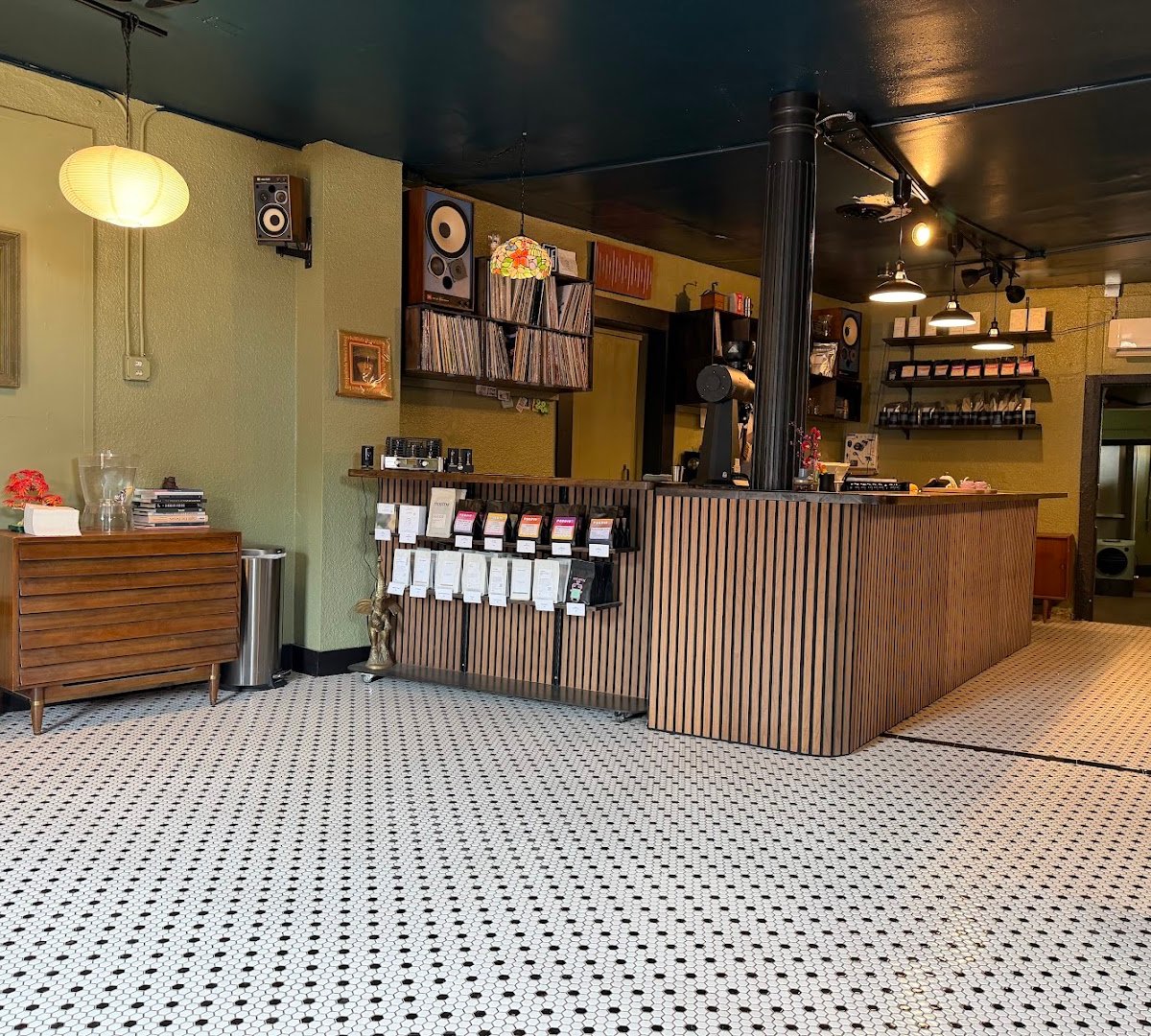 Interior of NoFi slow bar, specialty coffee shop in San Antonio