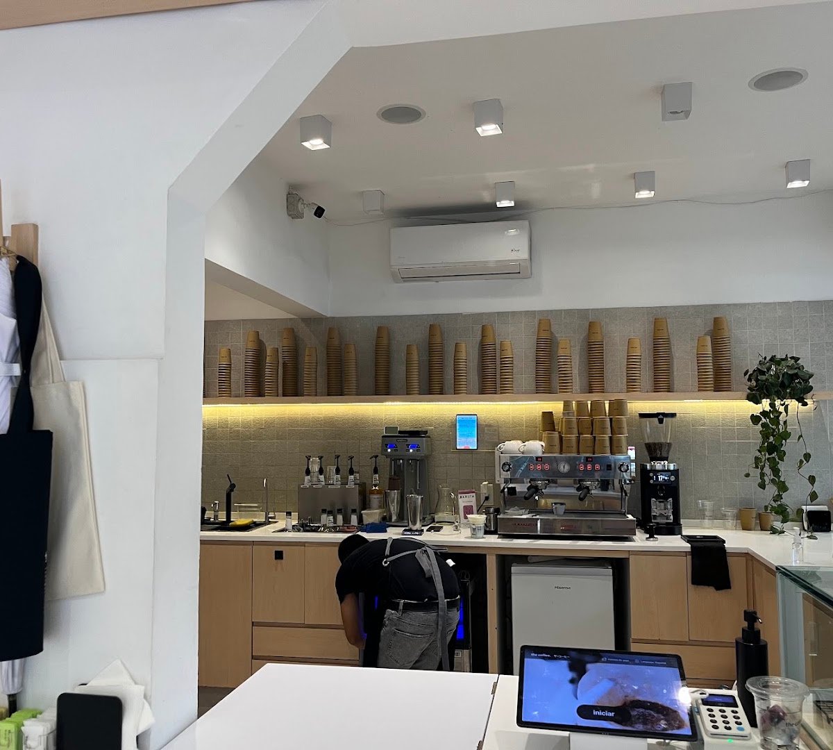 Interior of The Coffee Roma Sur, specialty coffee shop in Mexico City