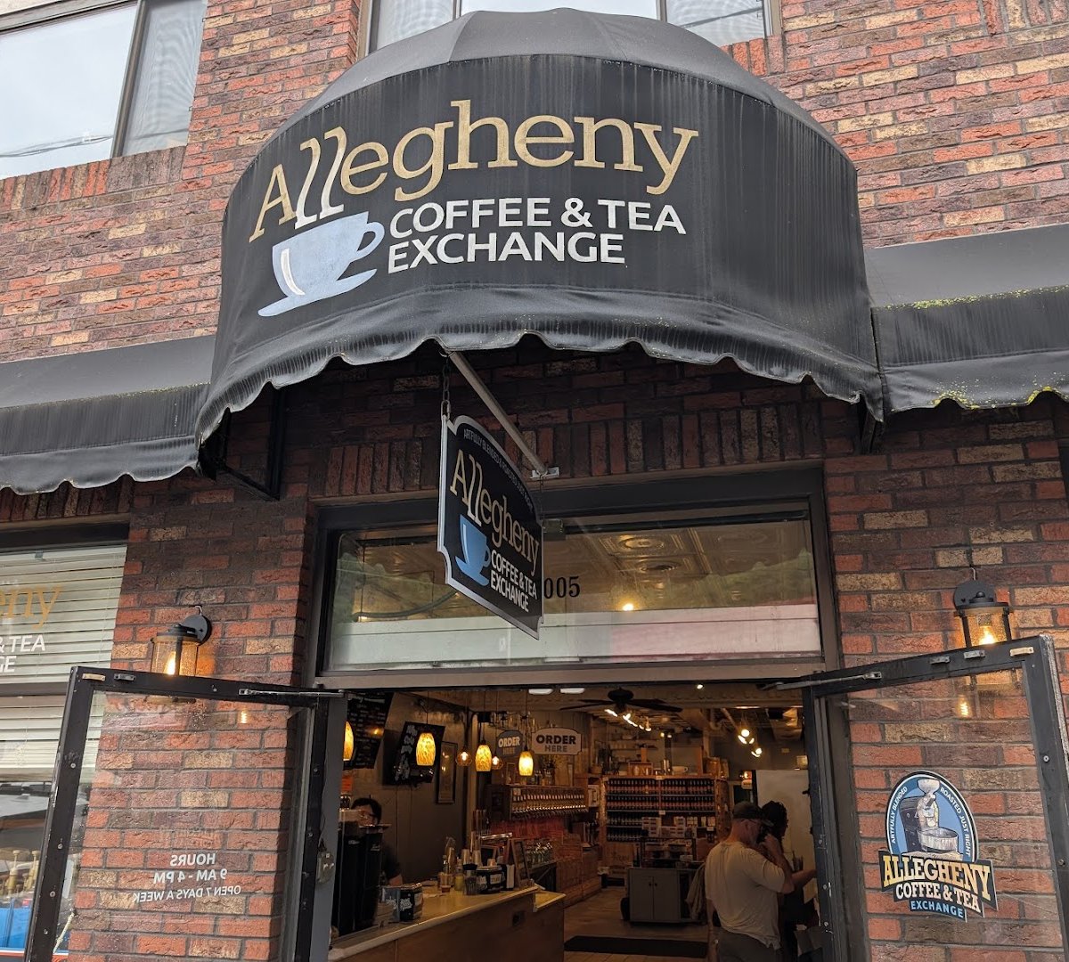 Storefront of Allegheny Coffee & Tea Exchange, specialty coffee shop in Pittsburgh