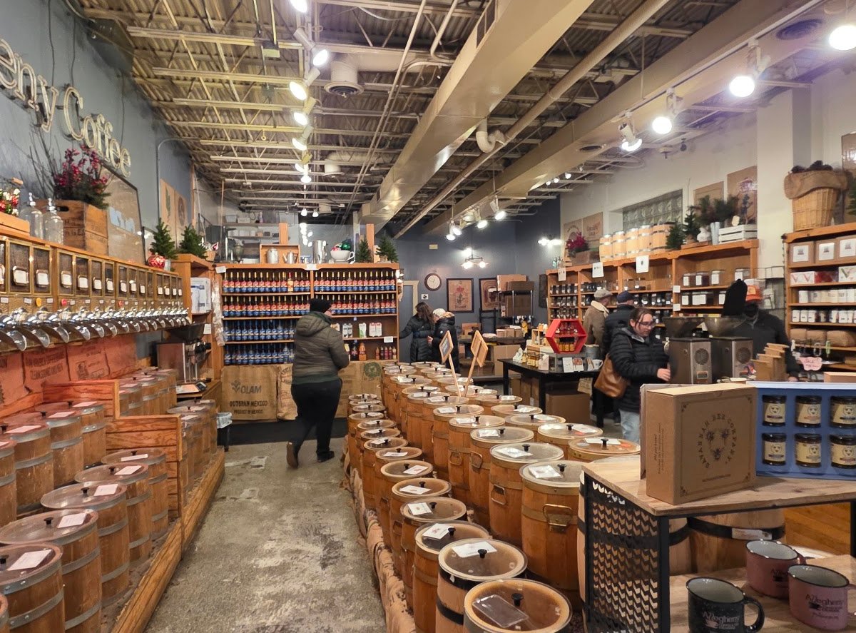 Interior of Allegheny Coffee & Tea Exchange, specialty coffee shop in Pittsburgh