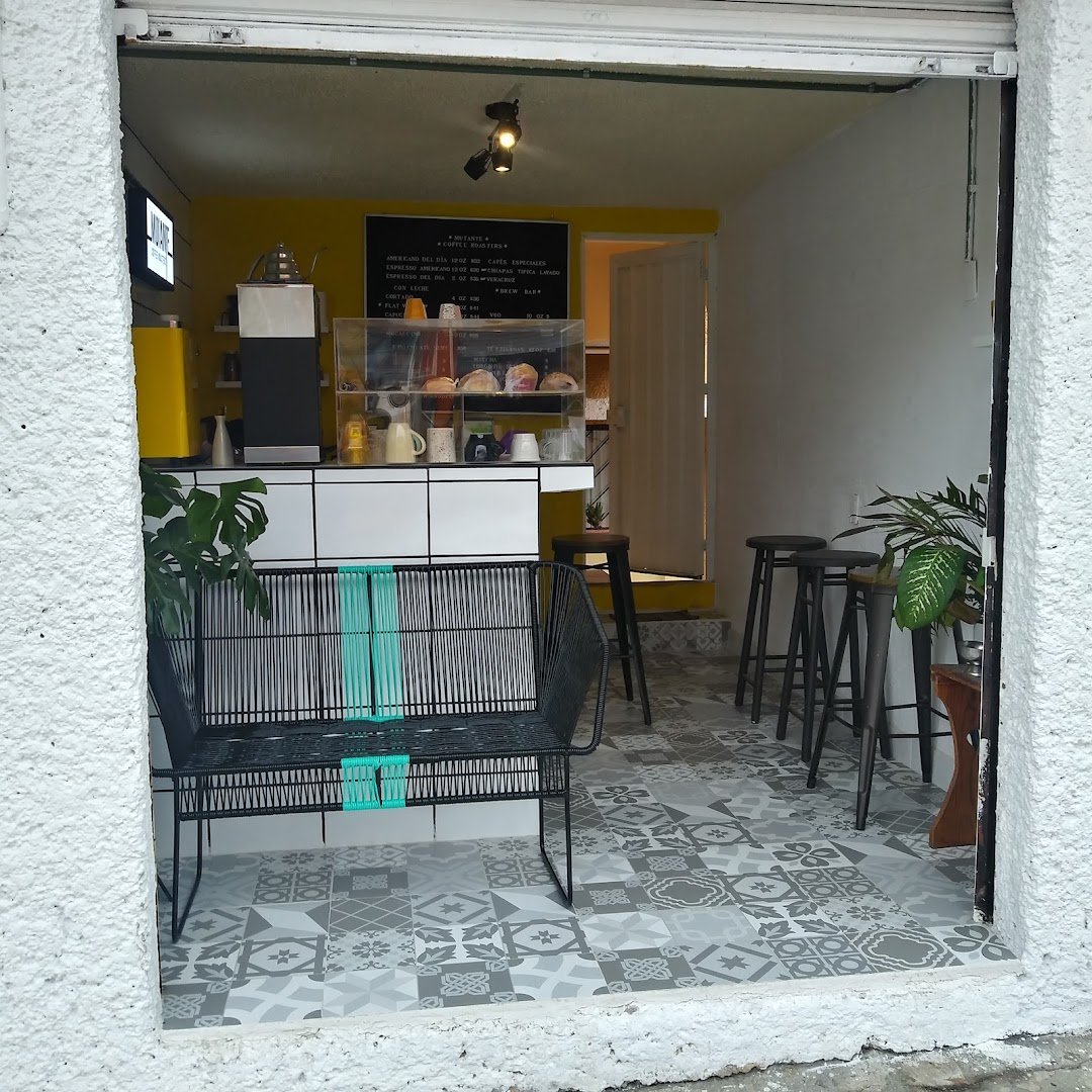 Interior of Mutante tostadores de café, specialty coffee shop in Mexico City
