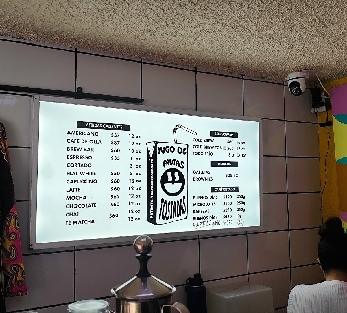 Interior of Mutante tostadores de café, specialty coffee shop in Mexico City