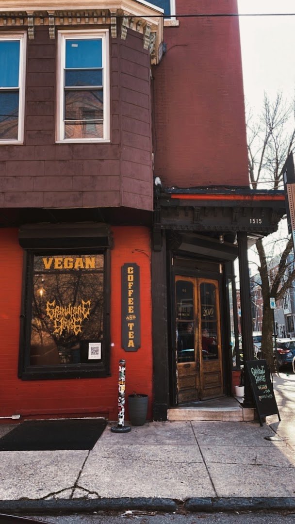 Storefront of Grindcore House, specialty coffee shop in Philadelphia