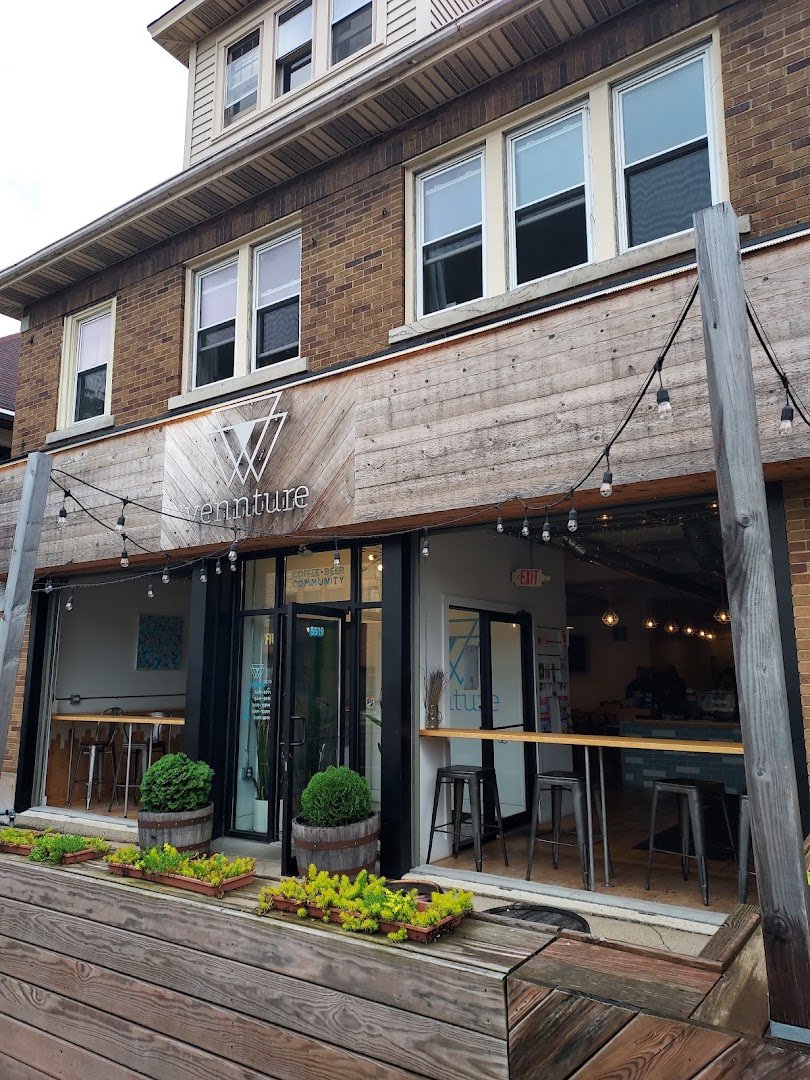 Storefront of Vennture Brew Co, specialty coffee shop in Milwaukee