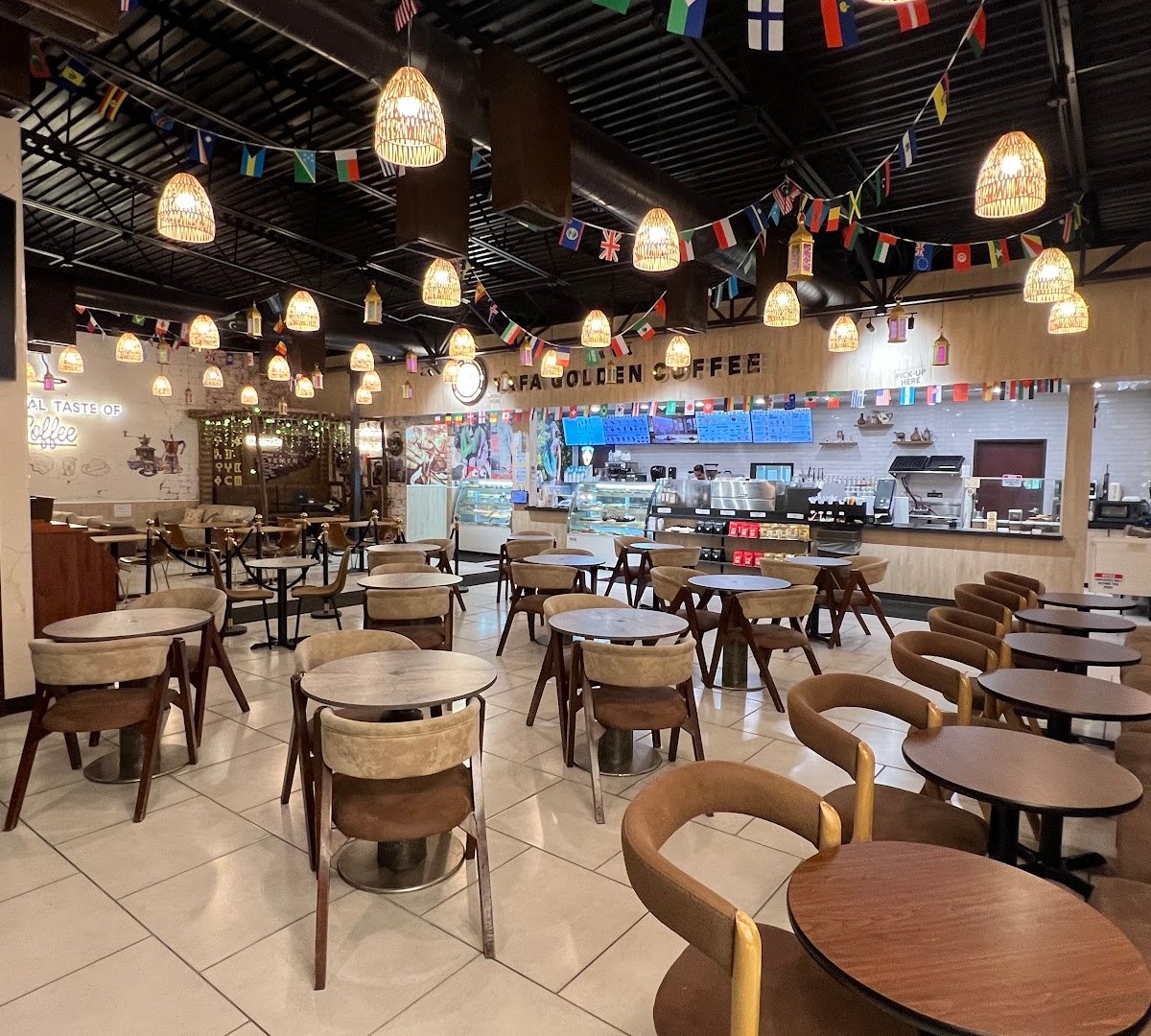 Interior of Yafa Golden Coffee, specialty coffee shop in Indianapolis