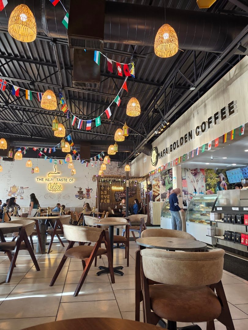 Interior of Yafa Golden Coffee, specialty coffee shop in Indianapolis