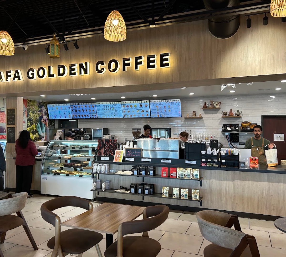 Interior of Yafa Golden Coffee, specialty coffee shop in Indianapolis