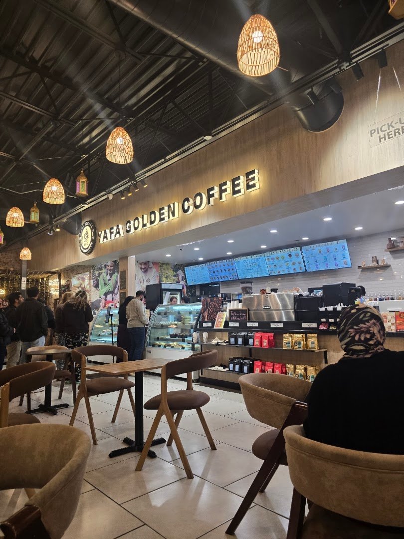 Interior of Yafa Golden Coffee, specialty coffee shop in Indianapolis