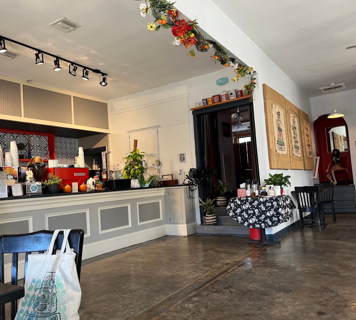 Interior of Petite Rouge Cafe & Coffee Truck, specialty coffee shop in New Orleans